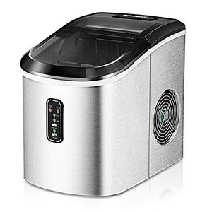 lot 26836 image: Euhomy Ice Maker Machine Countertop, 26 lbs in 24 Hours, 9 Cubes Ready in 6 Mins, Self-Clean Electric Ice Maker Compact Potable Ice Maker with Ice Scoop and Basket for HomeKitchenOffice, Silver