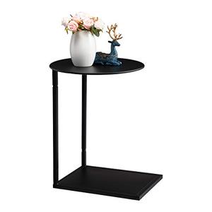 lot 26837 image: HollyHOME Round & Rectangle Metal End Side Table, Accent Anti-Rust Waterproof Simplistic Sofa Table, Modern Outdoor & Indoor Characteristic Coffee Table, Black   (18.03D x 23.03H x 17.24L x 13.27W)