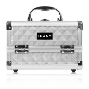 lot 27125 image: Shany Cosmetics Shany Silver Makeup Train Case with Mirror