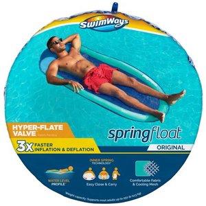lot 27175 image: SwimWays Spring Float Inflatable Pool Lounger with Hyper-Flate Valve Aqua