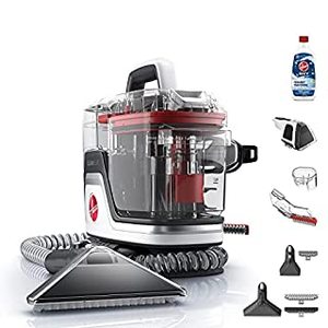 lot 28203 image: Hoover CleanSlate Plus Carpet & Upholstery Spot Cleaner, Stain Remover, Portable, with Pet Kit, FH14051, White (B098G5DBDK)   (USED--SOLD AS IS)