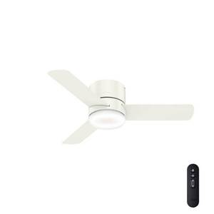 lot 28224 image: Hunter Fan 44 Minimus Fresh White Ceiling Fan with Light Kit and Remote