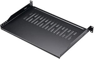 lot 28244 image: Rack Shelf 1U Vented Server Rack Mount Cantilever Tray, 50 lbs, 12 inches Deep, Black