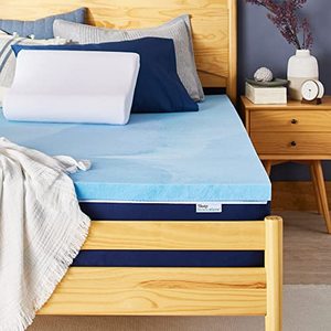 lot 28246 image: Sleep Innovations 2 Inch Cooling Gel Infused Memory Foam Mattress Topper, Queen Size, Cool Comfort, Medium Support