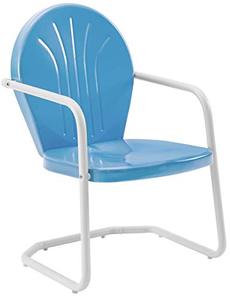 lot 28249 image: Crosley Furniture Griffith Metal Outdoor Chair, Sky Blue