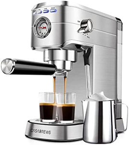 lot 28253 image: Espresso Machine 20 Bar, Coffee Maker with Milk Steam Frother Wand 1350W Fast Heating 34oz Removable Water Tank Coffee Maker for Cappuccino, Latte, Macchiato for Home Barista, Stainless Steel
