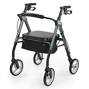 lot 28693 image: Zler Heavy Duty Rollator Walker 400 lbs - Bariatric Rollator Walker with Extra Wide Padded Seat for Seniors, Folding Rolling Walkers with 10inches Lager Wheels, Gray