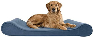 lot 28704 image: Furhaven Pet Bed for Dogs and Cats - Microvelvet Luxe Lounger Contour Mattress Supportive Solid Slab Orthopedic Dog Bed, Removable Machine Washable Cover - Stellar Blue, Medium