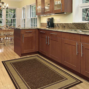 lot 28705 image: Ottomanson Contemporary Rug Ottohome Bordered Design OTH2208 2203 2206 6013 Collection, 3 ft 3 in x 5 ft, Chocolate Brown