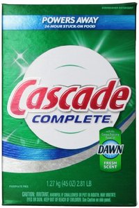 lot 28711 image: Cascade Complete, Powder Dishwasher Detergent, Fresh Scent 45 Oz (Pack of 2)