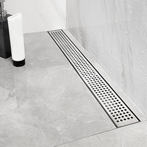 lot 28728 image: Neodrain 24, 28, 32, 36 Inch Linear Side Outlet, 308 Brushed Stainless Steel Rectangular Shower Drain, Shower Floor Drain with Adjustable Leveling Feet, Hair Strainer