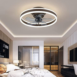 lot 28744 image: Ceiling Fans with Lights - 19.7 Inch LED Light Remote Control Recessed Ceiling Fan, Dimmable Low Profile Ceiling Fan with Light, Smart Bladeless Ceiling Fans 3 Light Color Changes and 3 Speeds