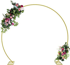 lot 28747 image: Wokceer 9.5ft Large Wedding Balloon Arch Stand, Gold Metal Round Stand Floral Arch Frame for Anniversary Birthday Party Valentine Baby Shower Ceremony, Sturdy Square Tubes