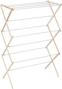 lot 53367 image: Household Essentials 5001 Collapsible Folding Wooden Clothes Drying Rack For Laundry  Pre Assembled