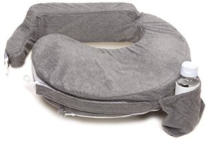 lot 53375 image: My Brest Friend Deluxe Nursing Pillow for Breastfeeding & Bottle Feeding, Enhanced Posture Support, Double Straps & Removable Extra Soft Slipcover, Evening Grey