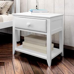lot 53378 image: PlankBeam Nightstand with Drawer and Shelf, White Retail Price 178
