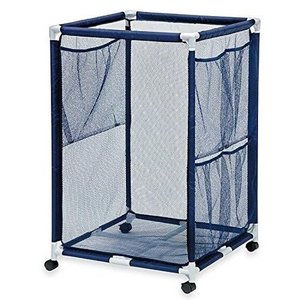 lot 53394 image: Essentially yours pool floats, toys, balls and equipment mesh rolling organizer storage bin, large, Blue