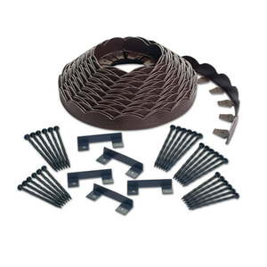 lot 53396 image: EasyFlex Scallop No-Dig Edging Tall Wall in Brown, 100 ft. Kit, Plastic