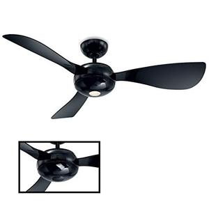 lot 53403 image: Stargazer IndoorOutdoor 3-Blade Smart Ceiling Fan 52in Gloss Black with 2700K LED Light Kit and Wall Control works with iOSAndroid, Alexa, Google Assistant, Samsung SmartThings, and Ecobee