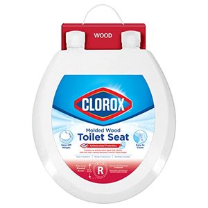 lot 53421 image: Clorox Antimicrobial Round Wood Toilet Seat with Easy-Off Hinges � Wiggle-Free Design