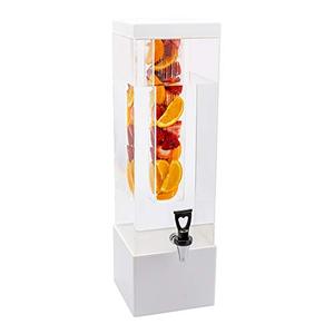 lot 56547 image: Bev Tek 3 Gallon Beverage Dispenser, 1 Square Drink Dispenser For Parties - With Infusion Core, Bamboo Base, Clear Acrylic Drink Dispenser With Stand, Easy-To-Use Spigot
