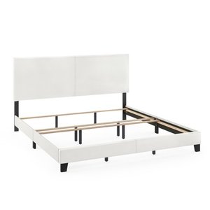 lot 65903 image: Furinno Pessac Upholstered Bed Frame White PU Leather King