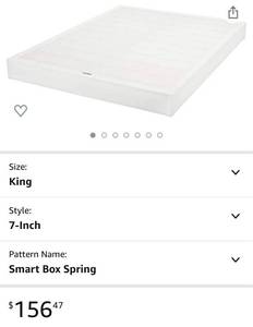 lot 65940 image: Amazon Basics Smart Box Spring Bed Base, 7-Inch Mattress Foundation - King Size, Tool-Free Easy Assembly