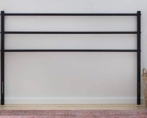 lot 65941 image: Linenspa Modern Metal Headboard - All Steel Construction - Horizontal Bar Design, King, Black