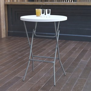 lot 65945 image: Flash Furniture 2.6-Foot Round Granite White Plastic Bar Height Folding Table