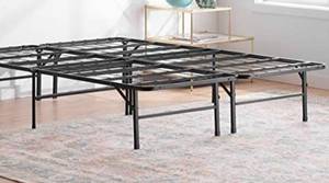 lot 65956 image: Linenspa 14 Inch Folding Metal Platform Bed Frame - 13 Inches of Clearance - Tons of Under Bed Storage - Heavy Duty Construction - 5 Minute Assembly - Twin