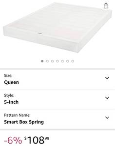 lot 65960 image: Amazon Basics Smart Box Spring Bed Base, 5-Inch Mattress Foundation - Queen Size, Tool-Free Easy Assembly