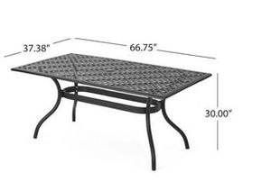 lot 65972 image: Noble House Cayman Black Cast Aluminum Rectangular Outdoor Dinner table