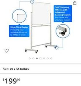 lot 65973 image: Rolling Whiteboard - 70 X 35- Mobile Whiteboard Dry Erase Board & Double Sided with Stand- Rolling White Board on Wheels for School, Home, Office, Classroom, Homeschool