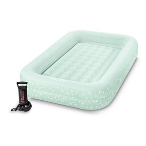 lot 1978 image: Intex - Kids Travel Air Mattress Inflatable Bed with Raised Sides and Hand Pump - Gray