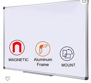 lot 1990 image: 48 x 36-in Magnetic Dry Erase Board with Pen Tray Aluminum Frame Portable Wall Large Whiteboard Message Presentation Board for Office & Classroom