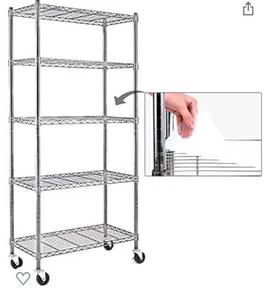 lot 2015 image: EFINE Chrome 5-Shelf Shelving Unit on 3 Wheels