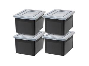 lot 2021 image: IRIS USA Letter and Legal Size File Box 4 Pack Black