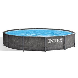 lot 2047 image: Intex 12 Foot x 30 Inch Greywood Prism Steel Frame Premium Pool Set with Filter