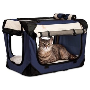 lot 2049 image: PetLuv Happy Cat Premium Cat Carrier Foldable Pet Crate w Zippers Red
