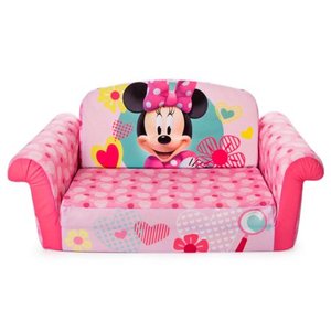 lot 2058 image: Marshmallow Furniture 2-in-1 Kids Flip Open Sofa Furniture Couch, Minnie Mouse