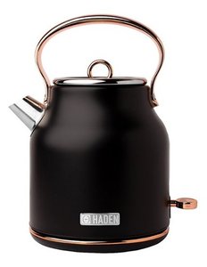 lot 2074 image: Haden - Heritage 1.7 Liter Electric Kettle Stainless Steel with Auto Shut -Off - BlackCopper