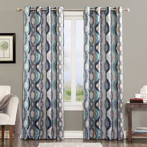 lot 10107 image: Sun Zero Corbin 54 x 63 Ogee Watercolor Grommet Curtain Panel
