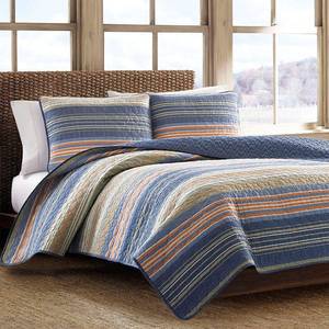 lot 10116 image: Eddie Bauer Yakima Valley Stripe Persimmon Reversible 3-Piece King Quilt Set Bedding