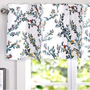 lot 10119 image: DriftAway Jasmine Watercolor Flower Pattern Window Curtain Valance, Rod Pocket, 52x182 header (Multi)