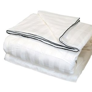 lot 10148 image: LCM Home Fashions Silk-Filled Damask Stripe Cotton Blanket
