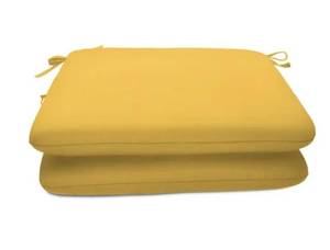 lot 10185 image: Pillow Perfect Outdoor Solid Squared Corners Chair Cushion with Sunbrella Fabric - Yellow