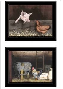 lot 10199 image: Bacon & Eggs by Billy Jacobs, Ready to Hang Framed Print, White Frame