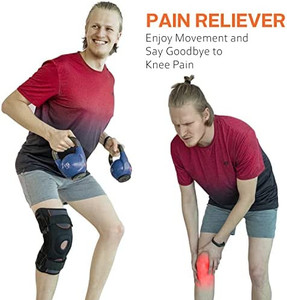 lot 2304 image: Omples Hinged Knee Brace for Knee Pain Knee Braces for Meniscus Tear Knee Support with Side Stabilizers for Men and Women Patella Knee Brace for Arthritis Pain Running Working Out Black (X-Large)
