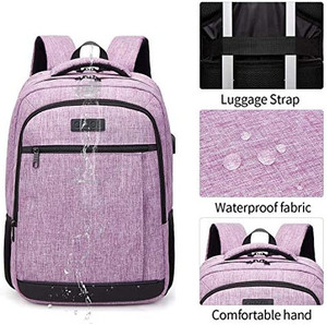 lot 2310 image: Travel Laptop Backpack Anti-Theft Work Bookbags With Usb Charging Port, Water Resistant 15.6 Inch College Computer Bag for Men Women (Purple)