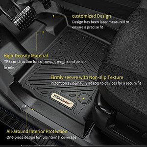 lot 2334 image: YITAMOTOR Floor Mats Compatible with F150, Custom Fit Floor Liners for 2015-2022 Ford F-150 SuperCrew Cab, 1st & 2nd Row All Weather Protection, Black